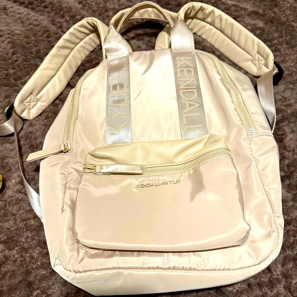 Kendall & Kylie Cream Canvas Backpack Minimalist Design Brand new never used.